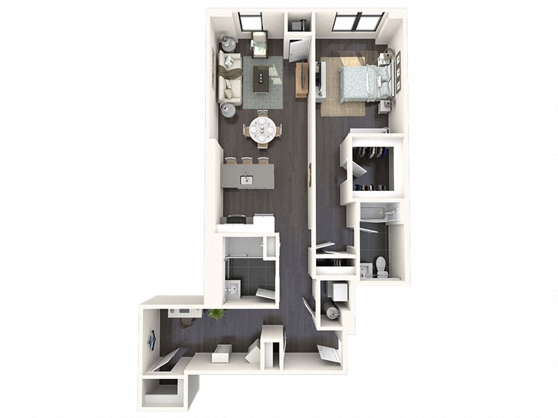 Floor plan for 1 bed, 1 bath, 1140 sqft